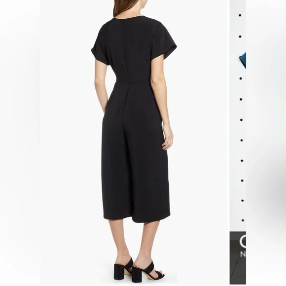 Leith Surplice Wide Leg Crop Jumpsuit in color “Teal Cyrus” - Picture 2 of 4